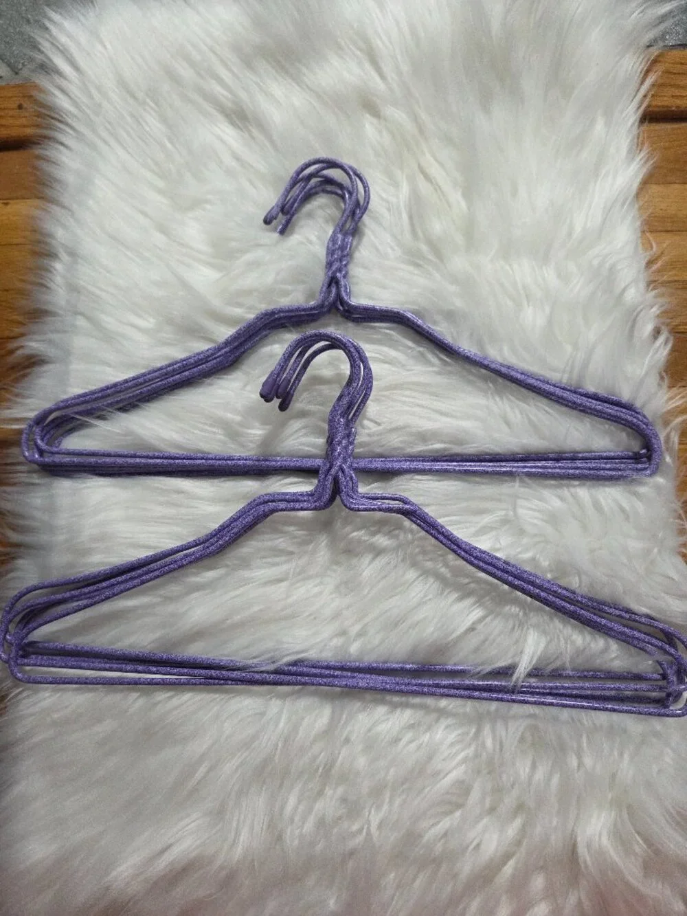 Set of 10 Coated Metal Purple Hangers